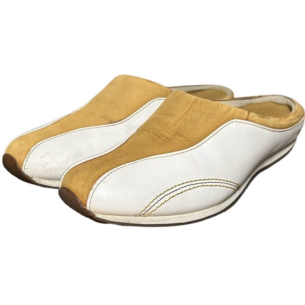 Timberland Women’s Size 8.5 M Slip On Clog Leather Tan White 25365 0127 Vintage